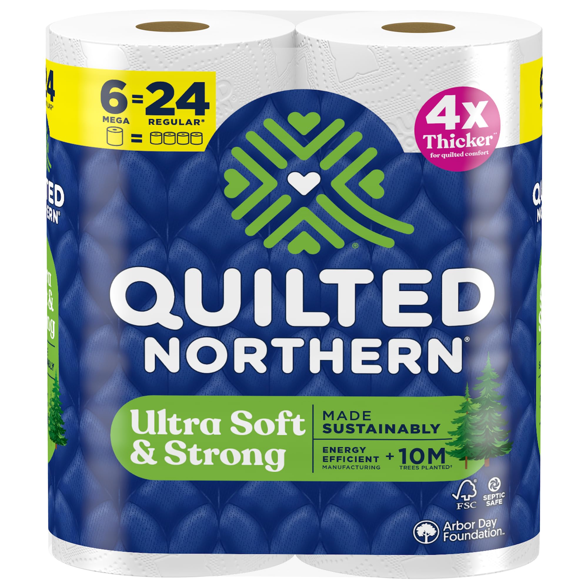 Quilted Northern Ultra Soft & Strong Toilet Paper, 6 Mega Rolls = 24 Regular Rolls, 4X Stronger*, Premium Soft Toilet Tissue