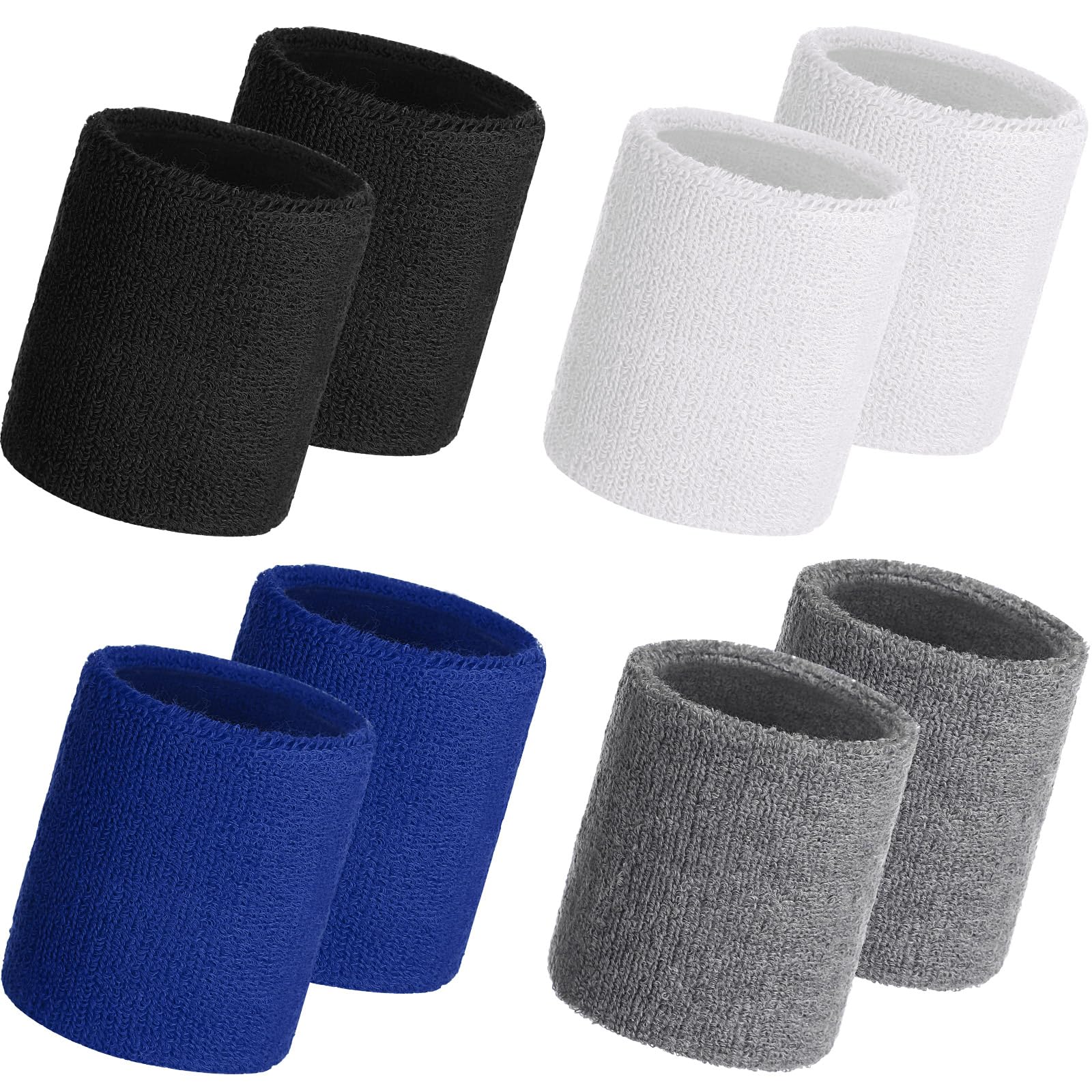 Photo 1 of Willbond 8 Pack Wrist Sweatbands Sports Wristbands Tennis Sweatbands Neon 80s Thick Cotton Gymnastics Sweat Band International Sports Athletic Wristband for Men Women Party(Dark Colors)
