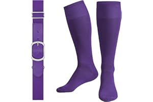 SUOSDEY Baseball Belt and Socks Combo Adjustable Elastic Softball Socks and Waist Belt for Youth Adult