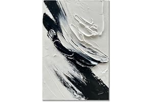 Epicler art Hand-painted black and white abstract art oil painting 40x28 inches thick texture minimalist art home wall decoration painting