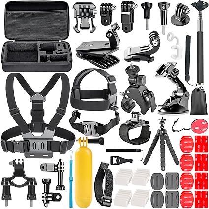 Neewer 58-in-1 Action Kamera Zubehör Kit für GoPro Hero 7 6 5 4 3+ 3 2 1 Hero Session 5 Black AKASO EK7000 Apeman SJCAM DBPOW