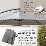 Neo 3M Grey Cantilever Parasol Outdoor Waterproof LED Lights Crank Handle Water view 7