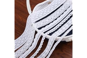 DYSHIPEN Lace Ribbon Vintage Lace Trim Crochet Cotton Lace Edge for Christmas Package DIY Sewing Craft Supply, Junk Journal Decoration 6 Yards Each, 6 Styles (White)