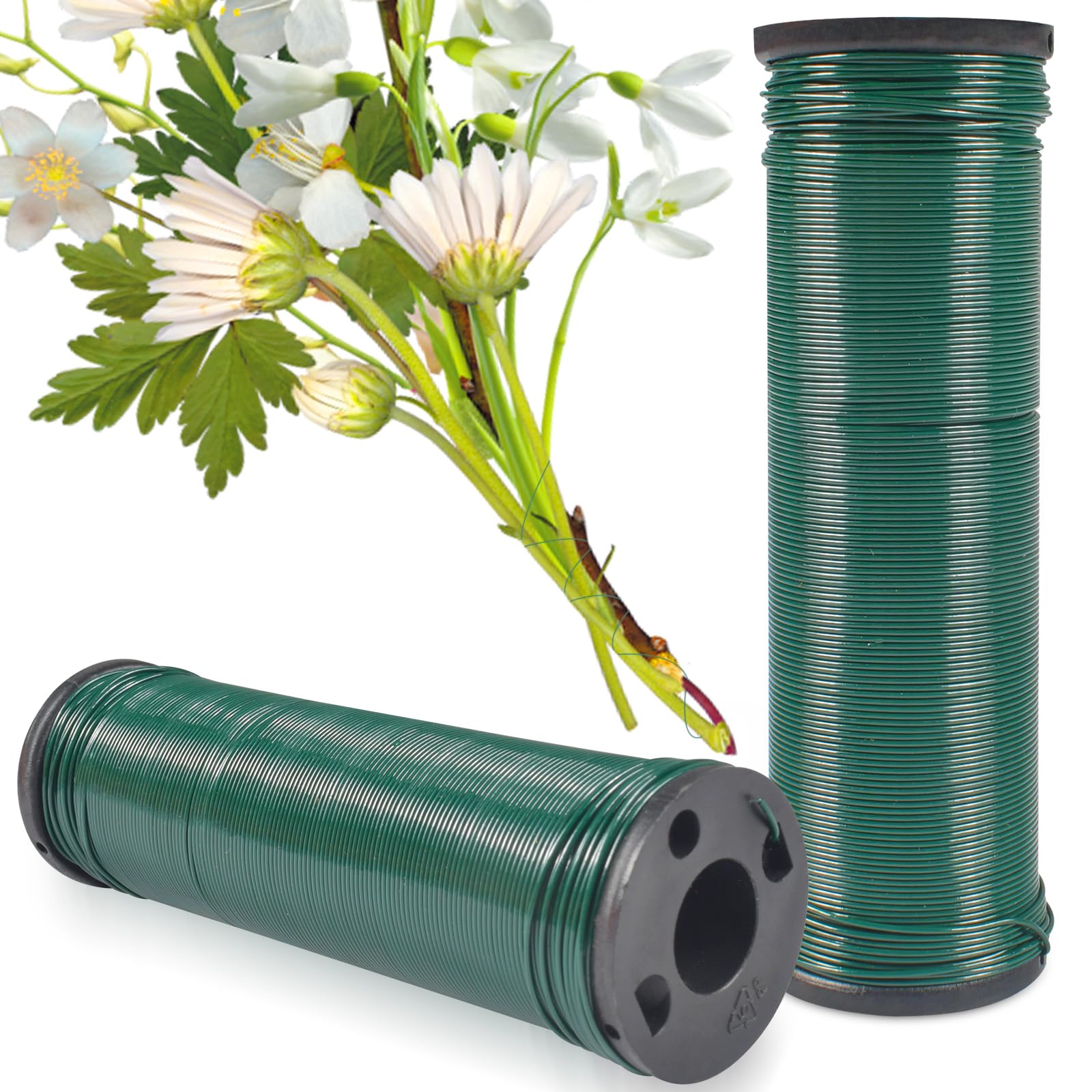 Funmo 2 Rolls of Green Binding Wire, 100 m x 0.7 mm, Garden Wire for Plants and Crafts