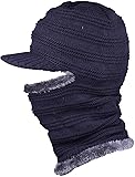 WDSKY Men's Knit Visor Balaclava Hat Windproof Navy