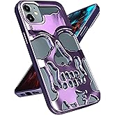 Lotadilo for iPhone 11 Case for Men, Women Cool Skull Skeleton Funny Gothic Hollow Cases for Boy Girls, Fashion Hollowed Designer Plated Shockproof Goth Cover for iPhone 11 Purple