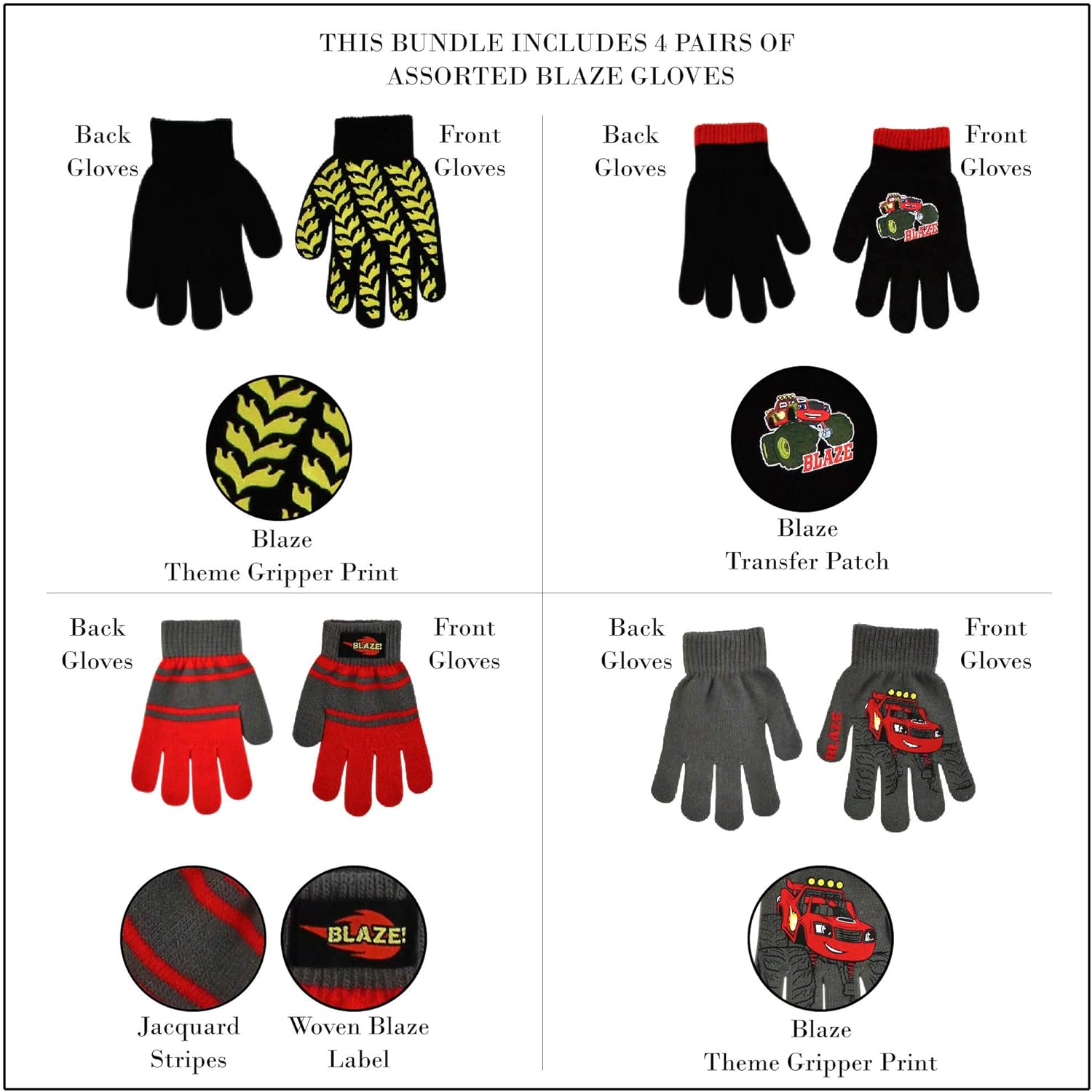 Nickelodeon Boys 4 Pack Mitten or Glove Set: Paw Patrol and Blaze (Age 2-7): Clothing