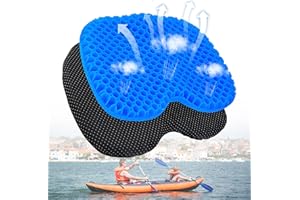 STATABSTA Anti Slip Kayak Gel Seat Cushion with Cover, Waterproof Seat Cushion Kayak Seat Pad for Sit in Inflatable Kayak, Canoe & Boat Fishing, Rowing, Lifetime Kayak Accessories,Office (Blue)