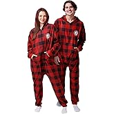 FOCO NCAA unisex-adult Ncaa College Team Logo Plaid Pajamas One Piece Onesie