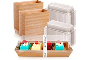 100 Pack Charcuterie Boxes with Clear Lids, Kraft Small Treat Boxes, Disposable Paper To Go Containers for Sandwich, Cookie, 