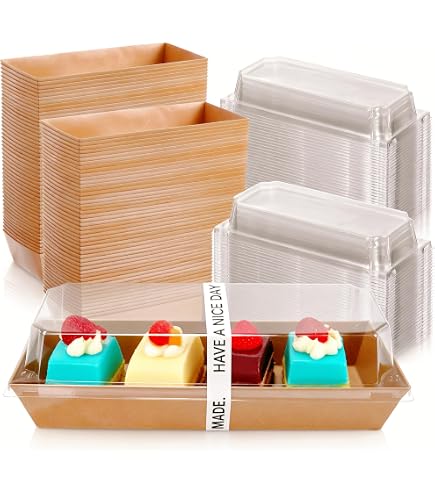 Hiceeden Lot 100 Boîtes à Sandwich & Dessert 12,7 Cm – Boîtes Carton Blanc Avec Couvercle Transparent Pour Charcuterie, Pâtisserie, Salades
