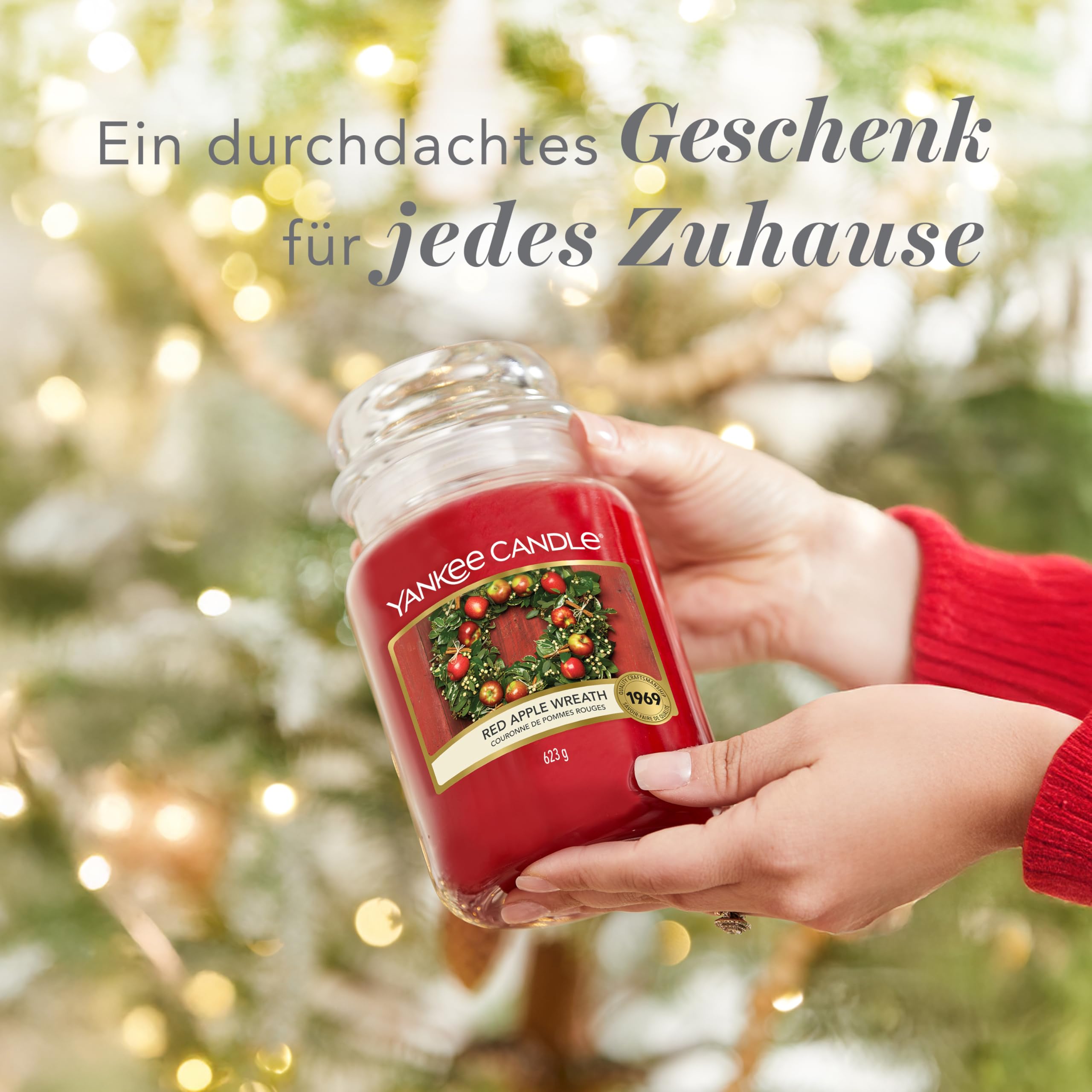Yankee Candle Duftkerze im Glas (groß) | Red Apple Wreath | Kerze mit langer Brenndauer bis zu 150 Stunden | Perfekte Geschenke für Frauen 7