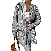 Sidefeel Womens 2025 Fall Outfits Long Sleeve Open Front Striped Cardigan Sweaters Chevron Chunky Knit Sweaters Coat