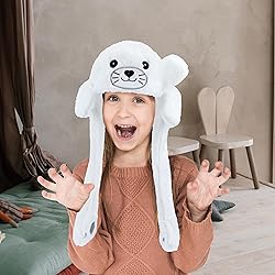 Bubblepompom Seal Hat with Ears Moving Jumping Pop
