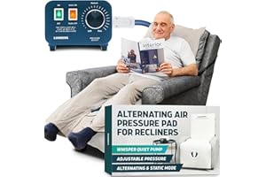 Lunderg Alternating Air Pressure Pad for Recliner Chair - Pressure Relief Cushion Topper for Recliner - Bed Sore Prevention - Medical Grade Mattress Pad, Cover & Quiet Pump - Home or Hospital (Cream)