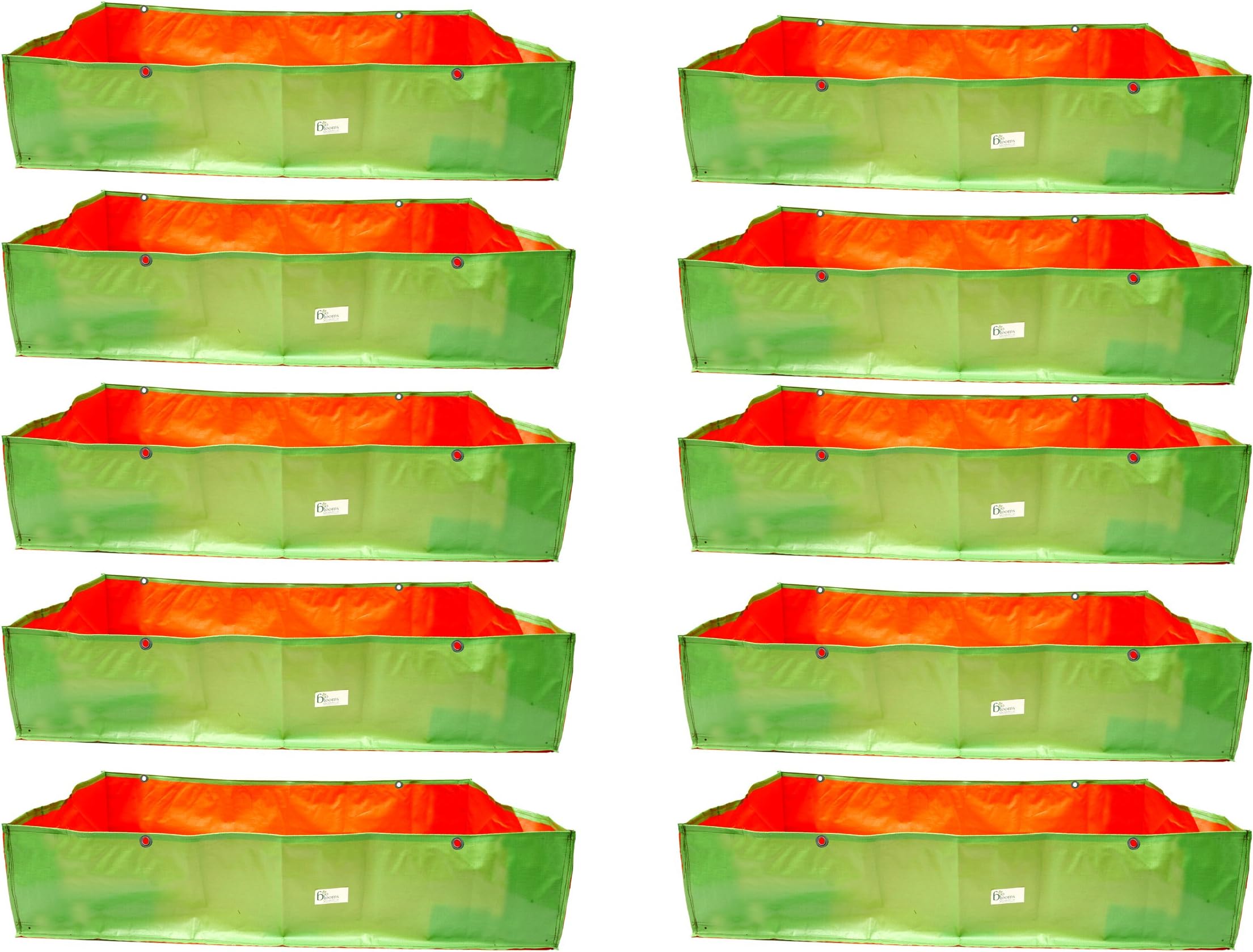 Bio Blooms Agro India Pvt.Ltd. 48X24X12 Inches HDPE Rectangular Grow Bags for Terrace Gardening |10Pieces |Green & Orange Color | Outdoor Use