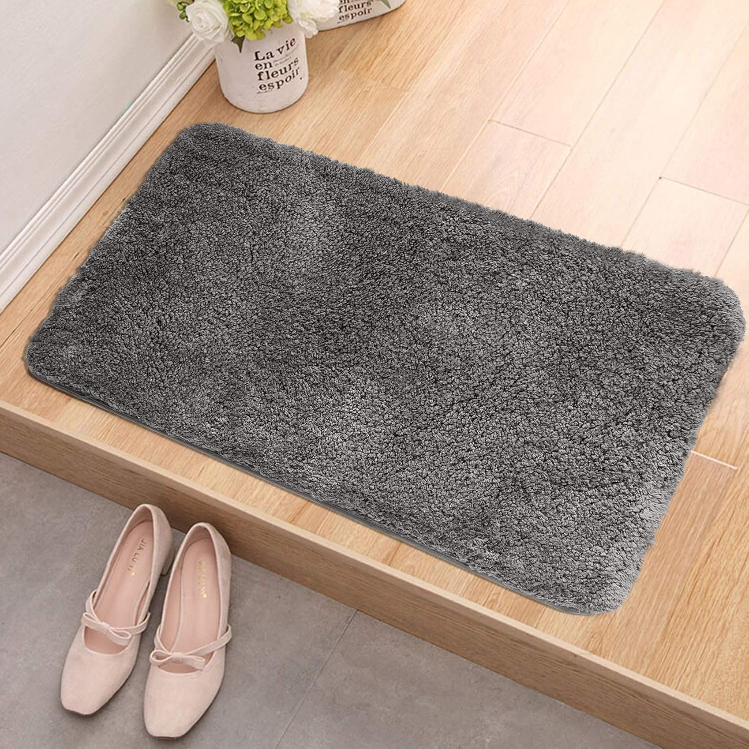Soft Plush Bathroom Rug Bath Mat 20" x 32",Non-Slip Microfiber Fluffy Shaggy Water Absorbent Bath Rug Carpet,Machine Washable Rectangular Runner Area Rug Mats for Floor/Kitchen,Lava Grey: Home & Kitchen
