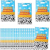 Anmifa 30PCS Cow Print Party Favors Bags, Cute Cow Goodie Gift Treat Candy Bags for Birthday Cowboy Cowgirl Farm Animal Themed Party