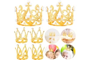 ZHUOWEISM 6 PCS Mini Crown Cupcake Toppers Crystal Pearl Crown Cake Toppers Small Crown Tiara Cupcake Decorations for Wedding Royal Themed Bridal Shower Women Lady Girl Birthday Party Supplies Gold