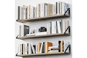 NBYTLT 3 PCS 36 Inch Floating Book Shelves, 36"x6" Wood Floating Wall Shelf for Wall Storage, Weight Capacity 44 lbs Hanging 