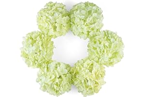 DuHouse Artificial Bigger Silk Hydrangea Flower Heads with Stem Fake Green Hydrangea Flowers for Wedding Home Garden Centerpi