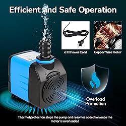 Hexago 400GPH Submersible Pump, Ultra Quiet Water