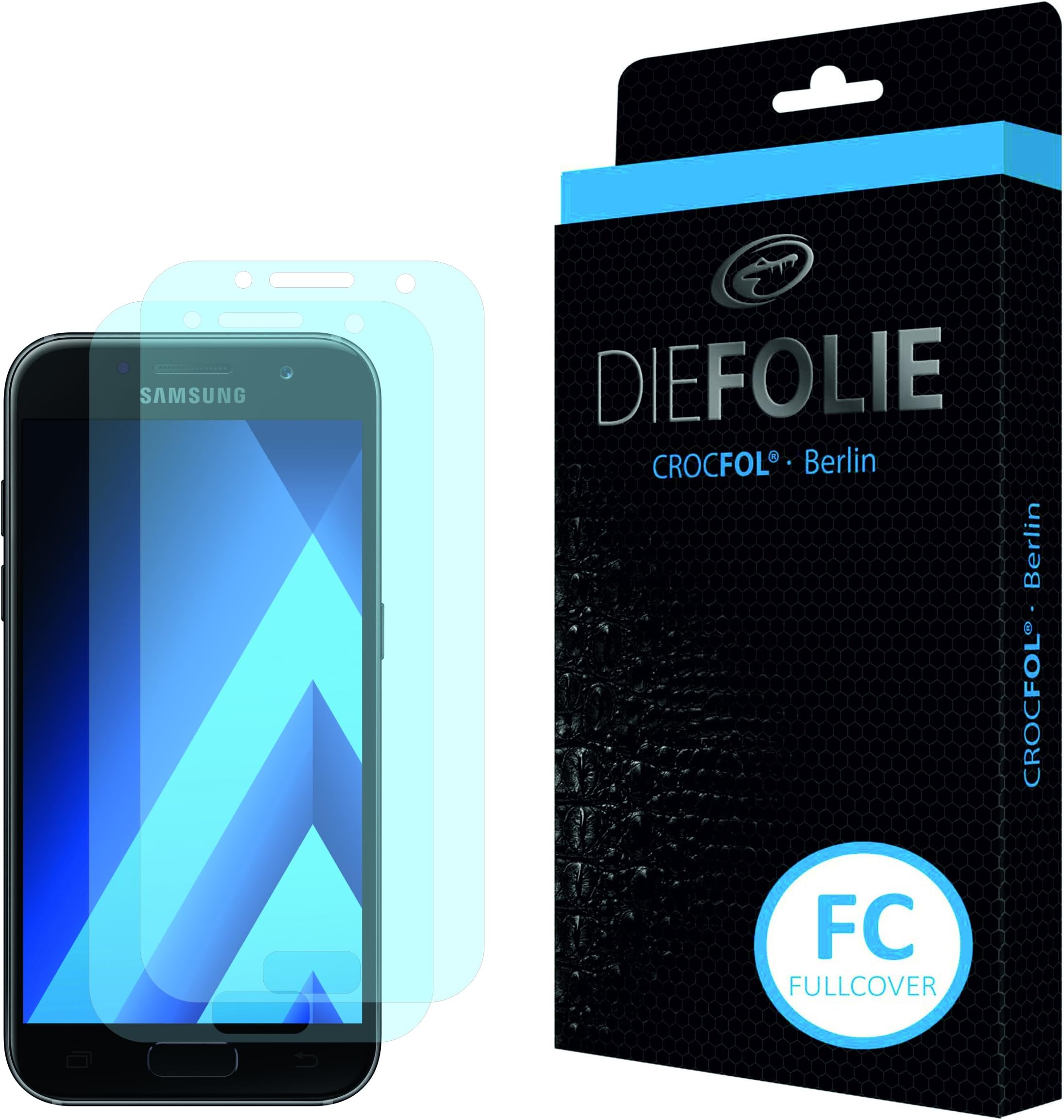 Samsung Galaxy A3 (2017) Fullcover Screen Protector (2 Pack) DIEFOLIE – Made in Germany, Antibacterial Sealing Liquid Glass SiO2 Technology, Bubble-Free Anti Shock Scratch Resistant, Self-Healing