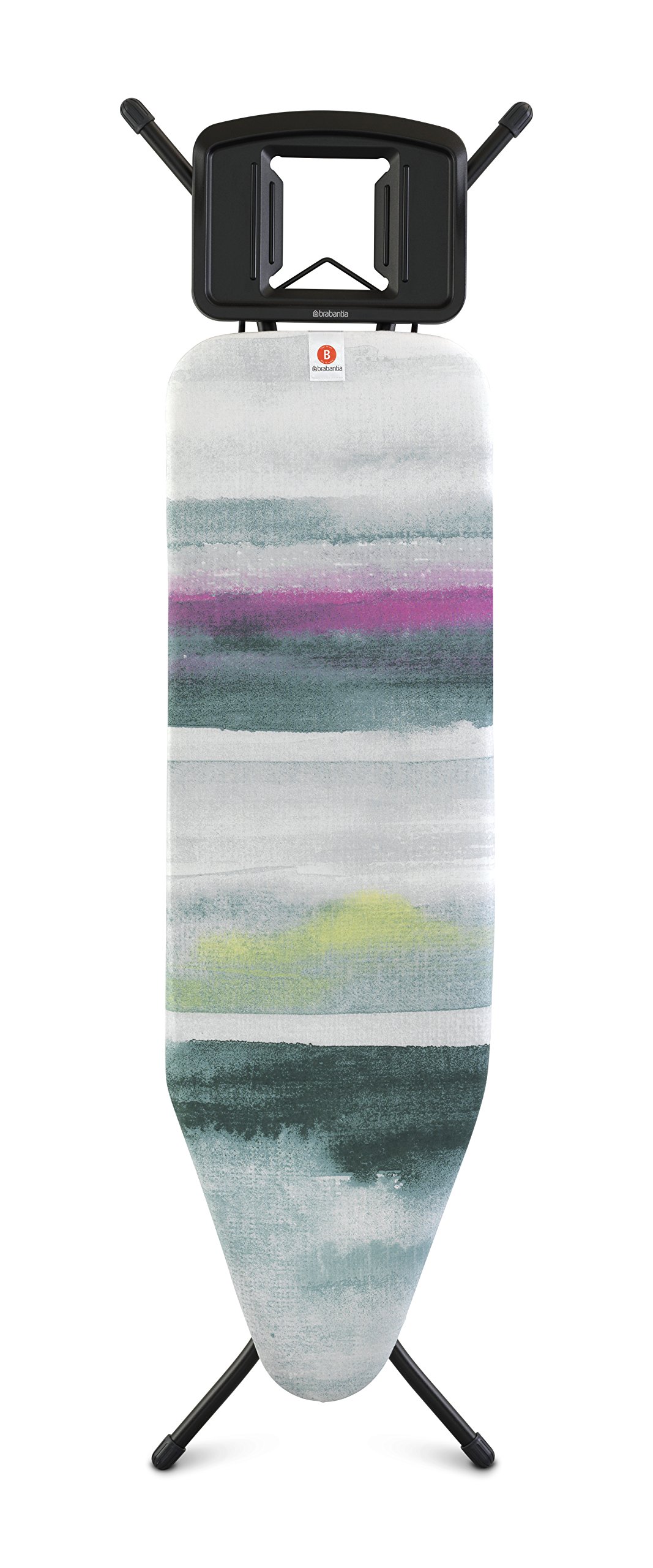 Brabantia - Ironing Board B - With Solid Steam Iron Rest - Adjustable in Height - Non-Slip Rubber Feet - Cotton Cover with Foam Layer - Foldable - Morning Breeze - 124x38 cm