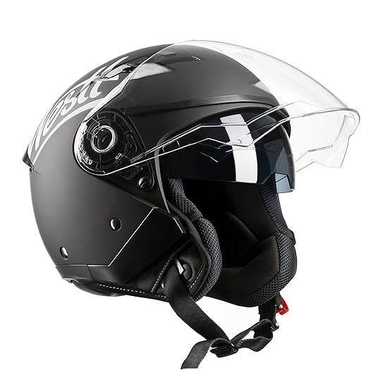 Westt® Jet · Jethelm Schwarz Helm Motorrad Roller mit Doppelvisier · Motorradhelm Damen und Herren · ECE Genehmigt