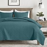 HORIMOTE HOME Quilt Queen Size Teal Blue, Lightweight Quilts for Summer Ultra-Soft Microfiber Modern Style Quilted Clouds Pattern Bedspread Quit Set 3 Pieces(1 Quilt and 2 Pillow Shams)
