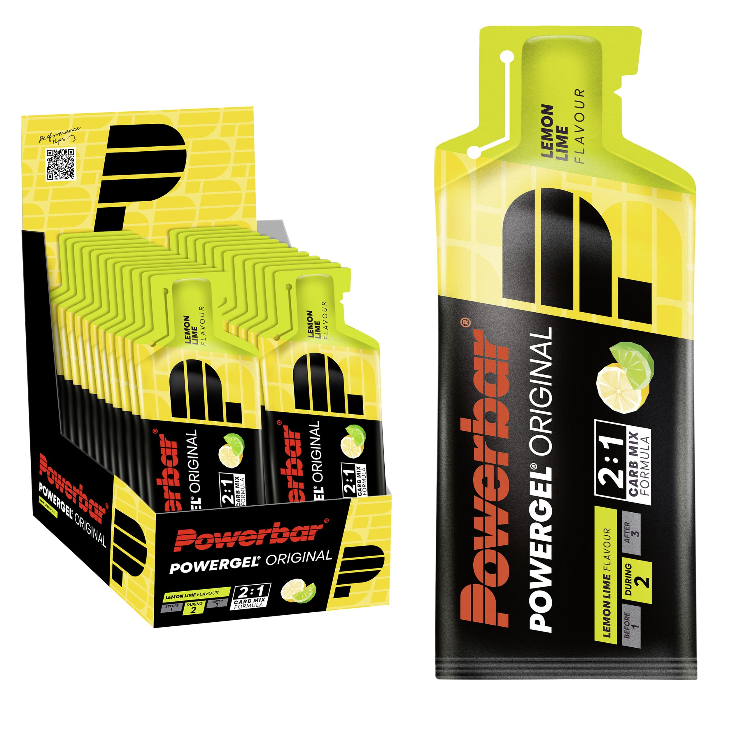 Powerbar - PowerGel Original - Lemon Lime - 24x41g - High Carb Energy Gel - Sodium - caffeine-free