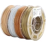 AMOLEN 3D Printer Filament Bundle,Wood PLA Filament 1.75mm Bundle,Wood Filament,Marble PLA,Sparkles Gold,Bronze,3D Printing F