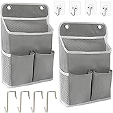 LASAMOLL 2-Pack Hanging Storage Organizer, Over The Door Hanging Bags/Wall Baskets Storage with Pockets for Home, RV, Office and More (2, Grey)