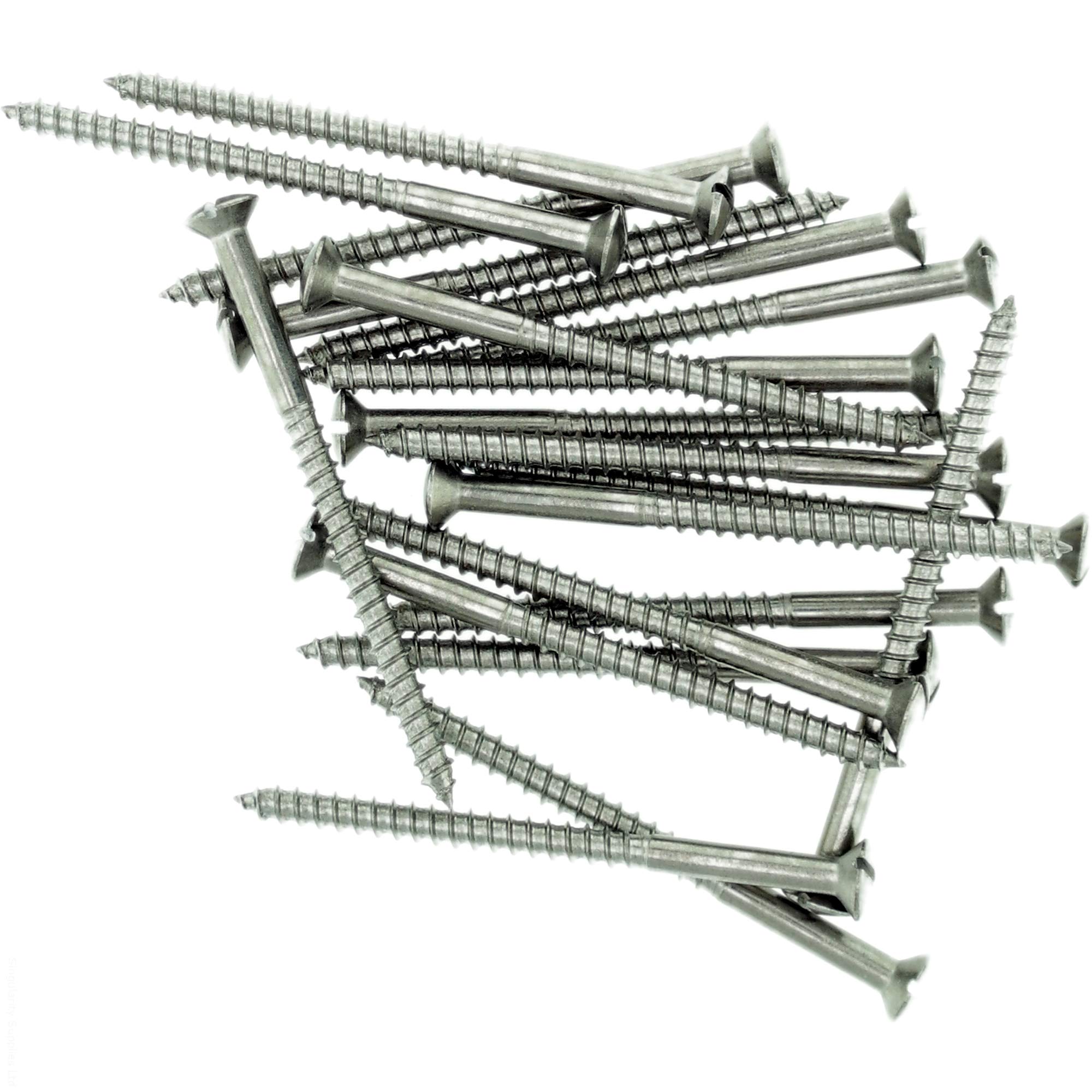 No.14 x 1.58 (6.0mm x 40mm) Slot Raised Countersunk Wood Screw - Stainless Steel (A2) (Pack of 20)