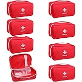 8 Pack Empty First Aid Bag, Emergency Bag Empty, First Aid Case, Portable Medical Storage Pouch for Camping Hiking Travel Home Office (Red)