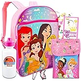Disney Princess School Backpack With Lunch Box For Girls, Kids ~ 4 Pc Bundle With 16" Princess School Bag, Lunch Bag, Stickers, And More (Disney Princess School Supplies)