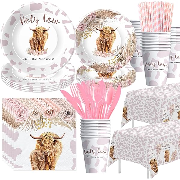 19pcs Highland Cow Birthday Party Decorations For Girls Women Boho