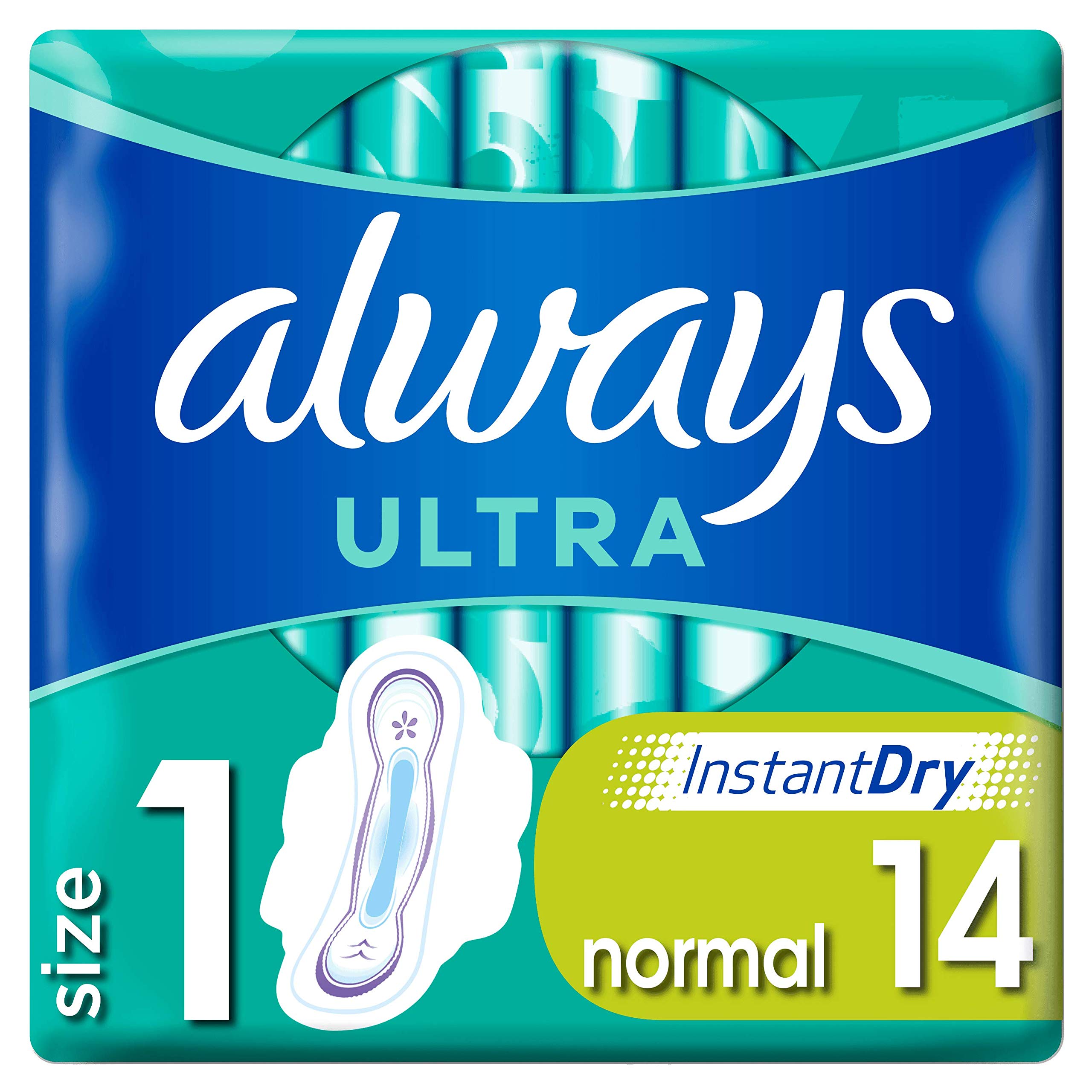 Always Ultra Normal Sanitary Towels Wings, Size 1, Pack Of 14