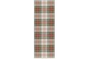 RUGGABLE Washable 2x7 Runner Rug, Plaid, Premium Winter Rugs for Hallway, Kitchen, Entryway, Living Room, Bedroom, Office with Gripper Non Slip Pad, Dress Stewart Tartan White
