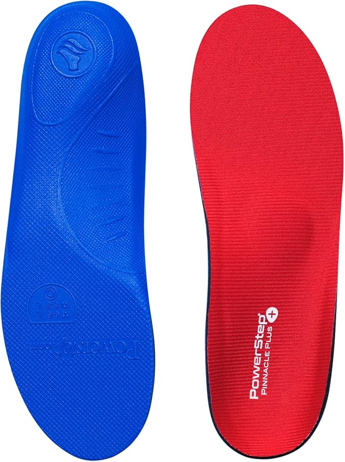Powerstep Pinnacle Plus Insoles Orthotic Inserts, Red/Blue, Men's 1415