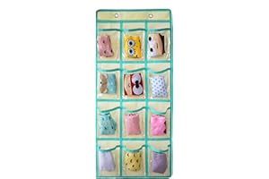 NIMES Hanging Closet Underwear Sock Jewelry Storage Over The Door Classroom Cell Phone Calculator Organizer 12 Clear Pockets (Beige)
