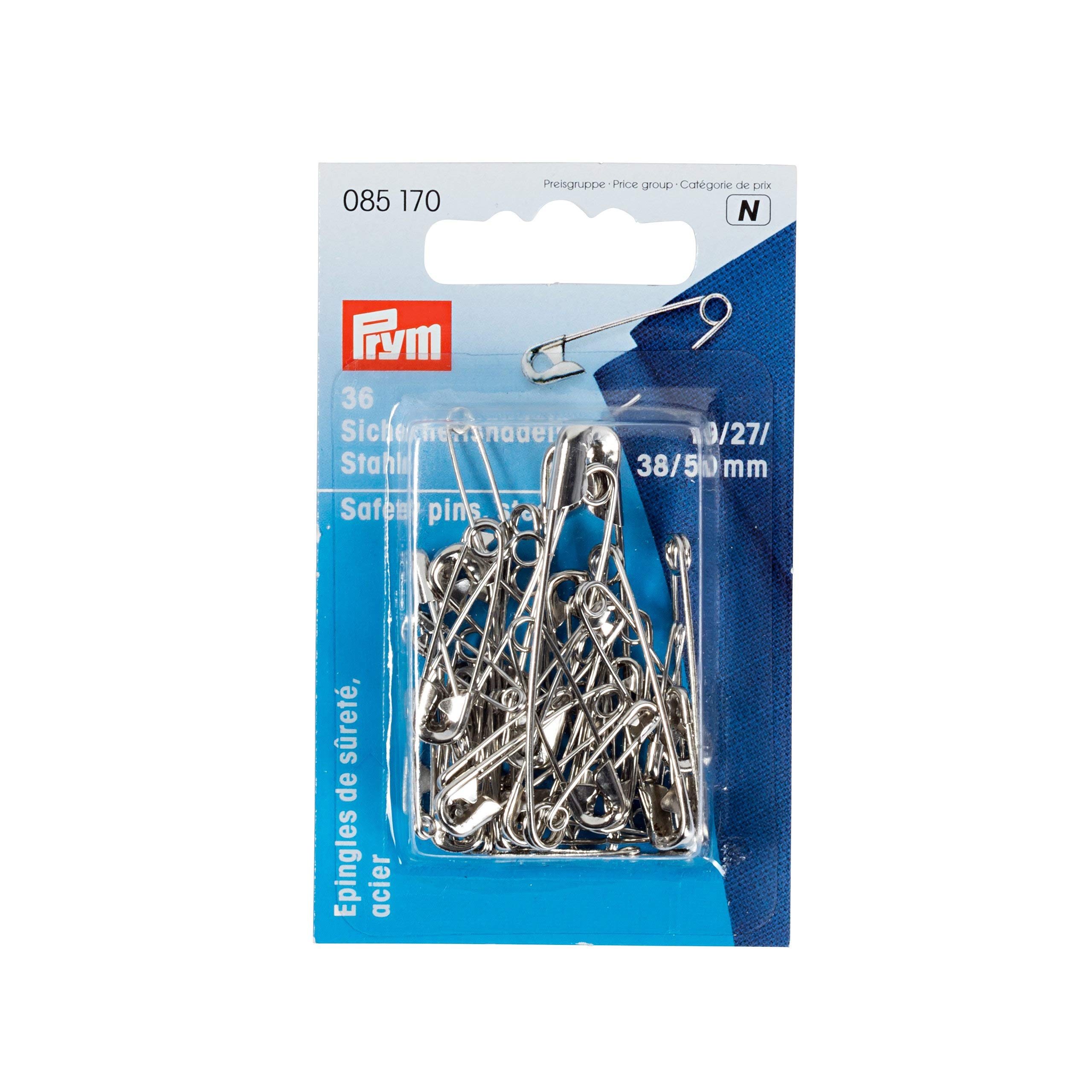 Safety Pins Steel 19-50m m Ass col