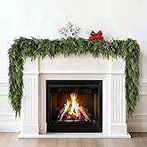 Mduvoz 9FT Christmas Cedar Garland, Artificial Real Touch Cedar Pine Garland, Thickness Realistic Greenery Garlands for Mantel Fireplace Table Wall Outdoor Indoor Holiday Home Christmas Decorations