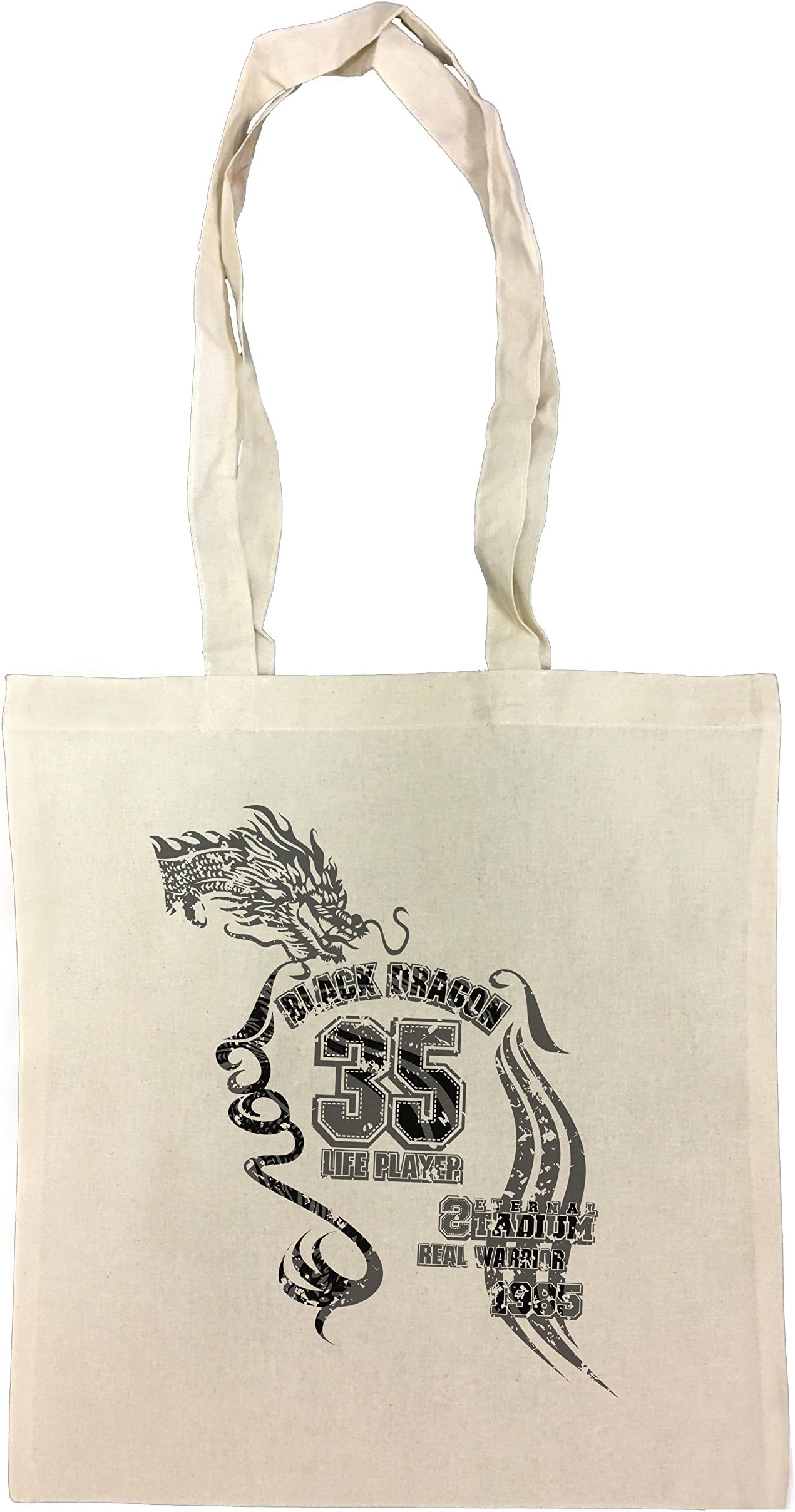 Black Dragon Shopping Bag Beach Cotton Reusable
