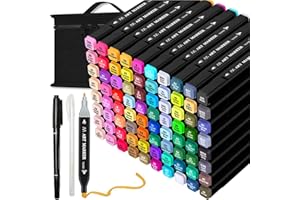 Tommax 80 Colors Alcohol Markers with Case, Dual Tip Sketch Alcohol Markers Set for Kids Adults Artists Painting, Coloring, Sketching and Drawing Alcohol Based Markers Pen