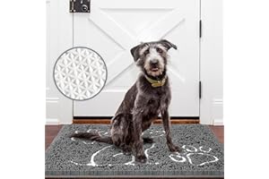 Ompaa Indoor Door Mat Entryway Rug Traps Mud and Dirt, Super Absorbent Doormats for Muddy Shoes Dog Paws, Non Slip Welcome Floor Mats for Home Front Back Door, Patio, Garage, Entrance, 32x20 Grey