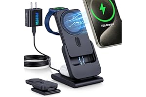 RORRY 3 in 1 Charging Station for Apple, [10000mAh Detachable Power Bank][Foldable] Wireless Charging Station Magnetic, for Magsafe Charger Station for iPhone 15/14/13, Apple Watch and AirPods