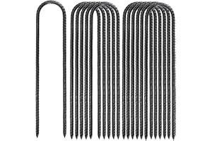 MUKCHAP 12 Pack 12 Inch Trampoline Tent Stakes,Heavy Duty U Shaped Rebar Stakes,Steel Trampoline Wind Ground Anchors Stakes f