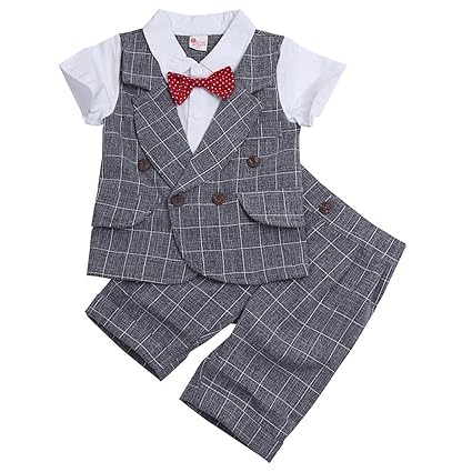 Tiaobug Strampler Baby Junge Smoking Gentleman festlich Anzug Outfits Babyanzug Kleikind Kleidung Set 92 98 104 110