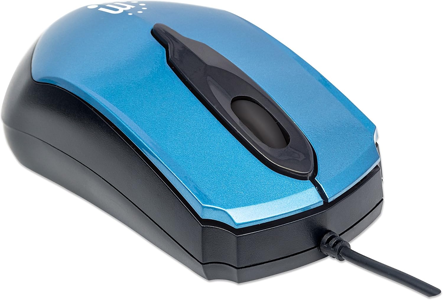 Manhattan Edge USB Wired Mouse, Blue, 1000dpi, USB-A, Optical, Compact, Three Button with Scroll Wheel, Low friction base, Blister - Image 3